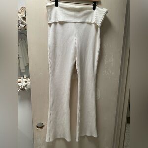 Women's Cream Ribbed Pants